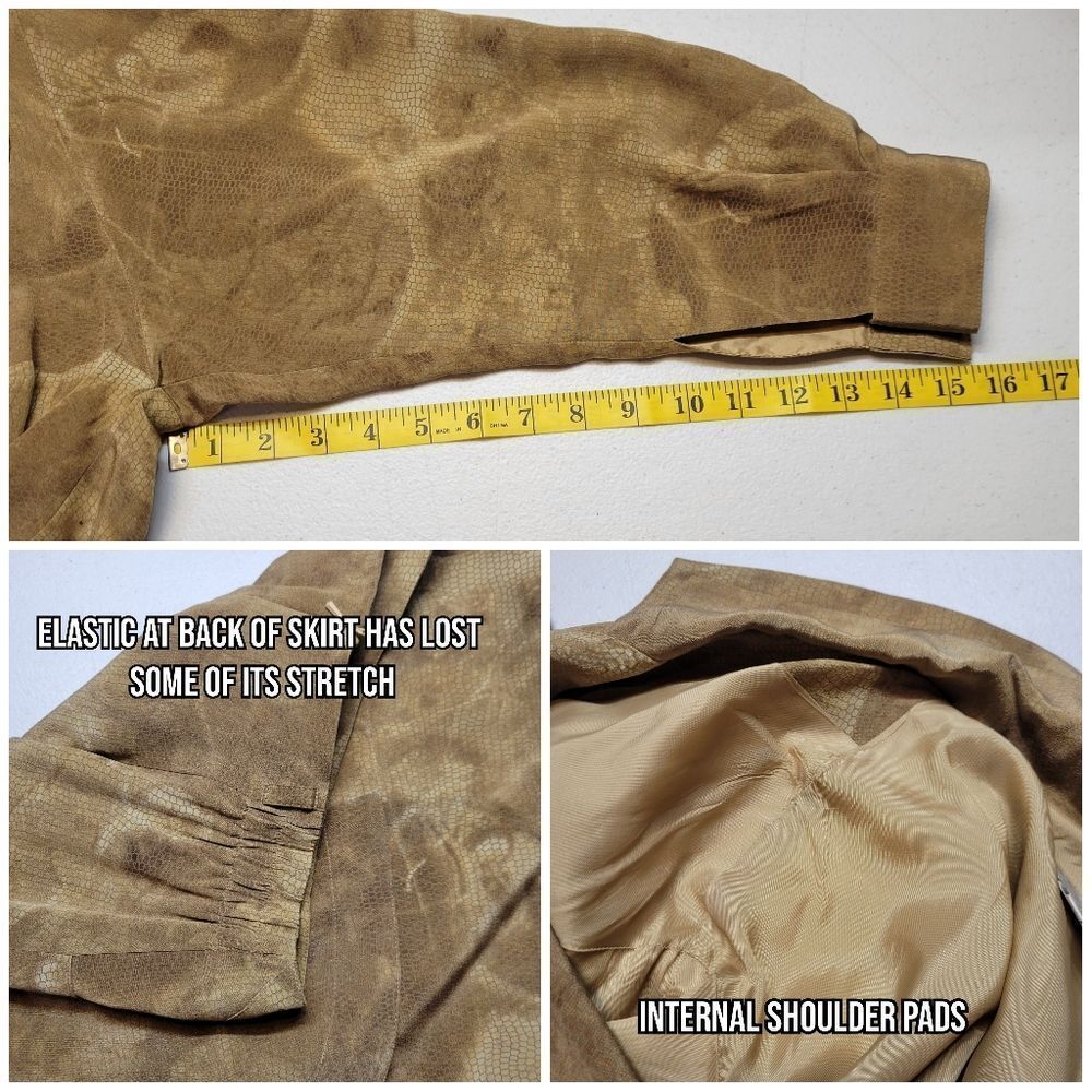 Vintage Silk Snakeskin Print Cropped Jacket Top & Faux Wrap Skirt Matching Set - Picture 13 of 15